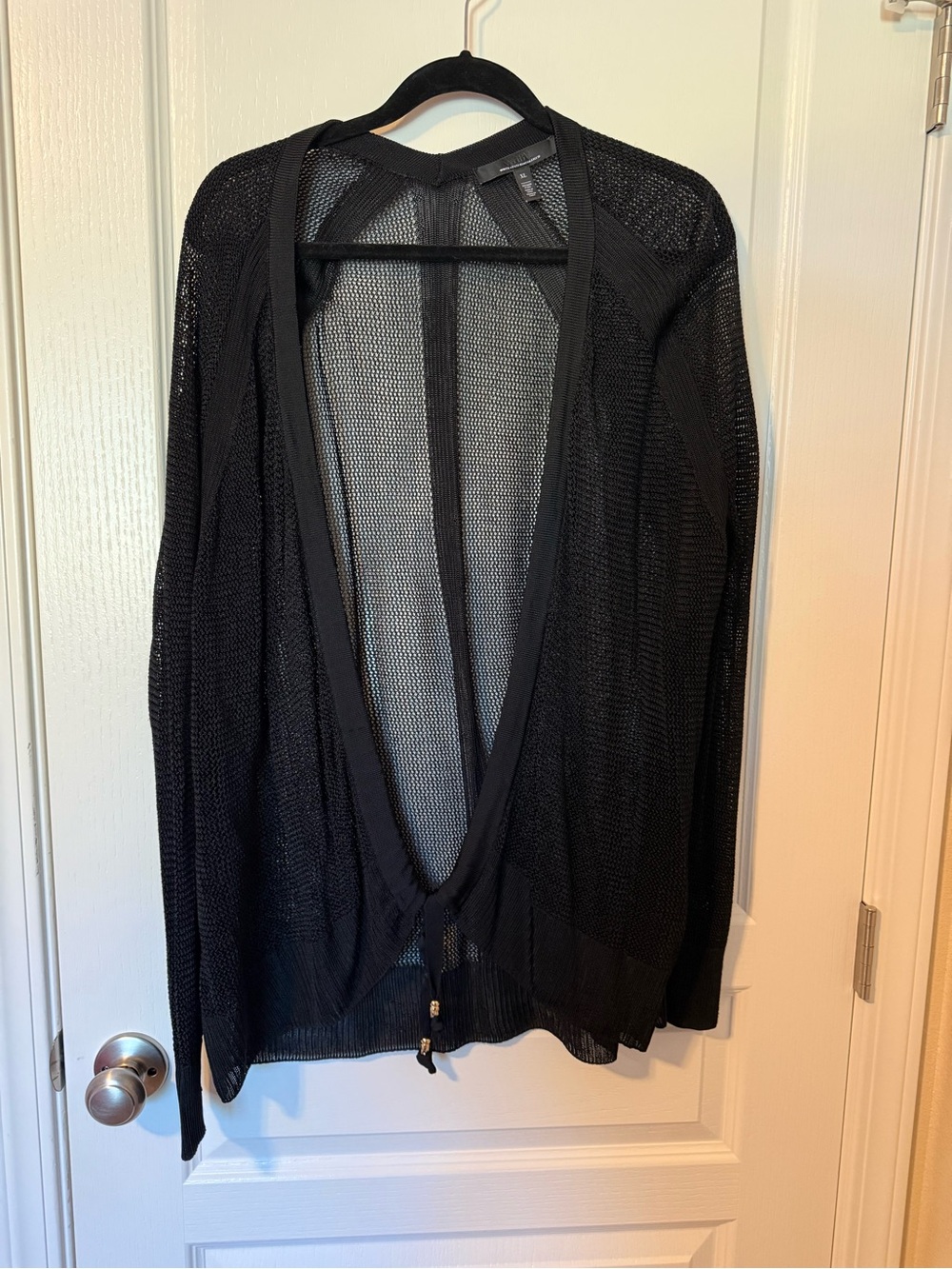 White House Black Market Black Open-Knit Women's Cardigan